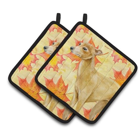 Carolines Treasures Carolines Treasures BB9959PTHD Italian Greyhound Fall Pair of Pot Holders BB9959PTHD